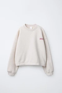 SWEATSHIRT AND PLUSH PANTS SET WITH TEXT PRINT
