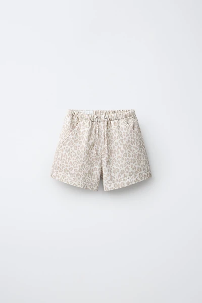 ANIMAL PRINT DENIM SHORTS