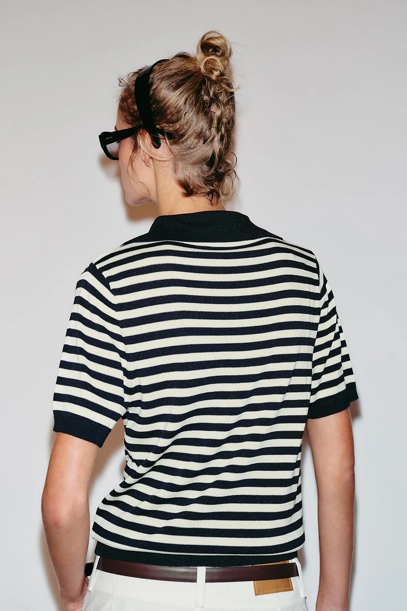STRIPED SHORT SLEEVE KNIT POLO