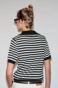 STRIPED SHORT SLEEVE KNIT POLO