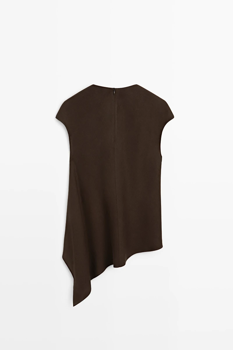 100% linen asymmetric top