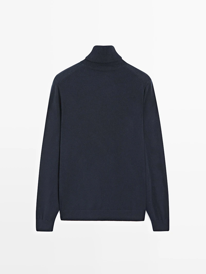 Pull à col montant en maille de laine mélangée