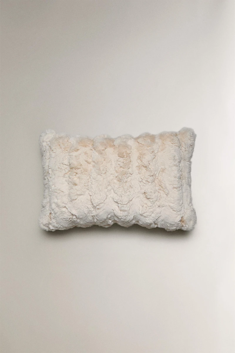 FAUX FUR THROW PILLOW COVER