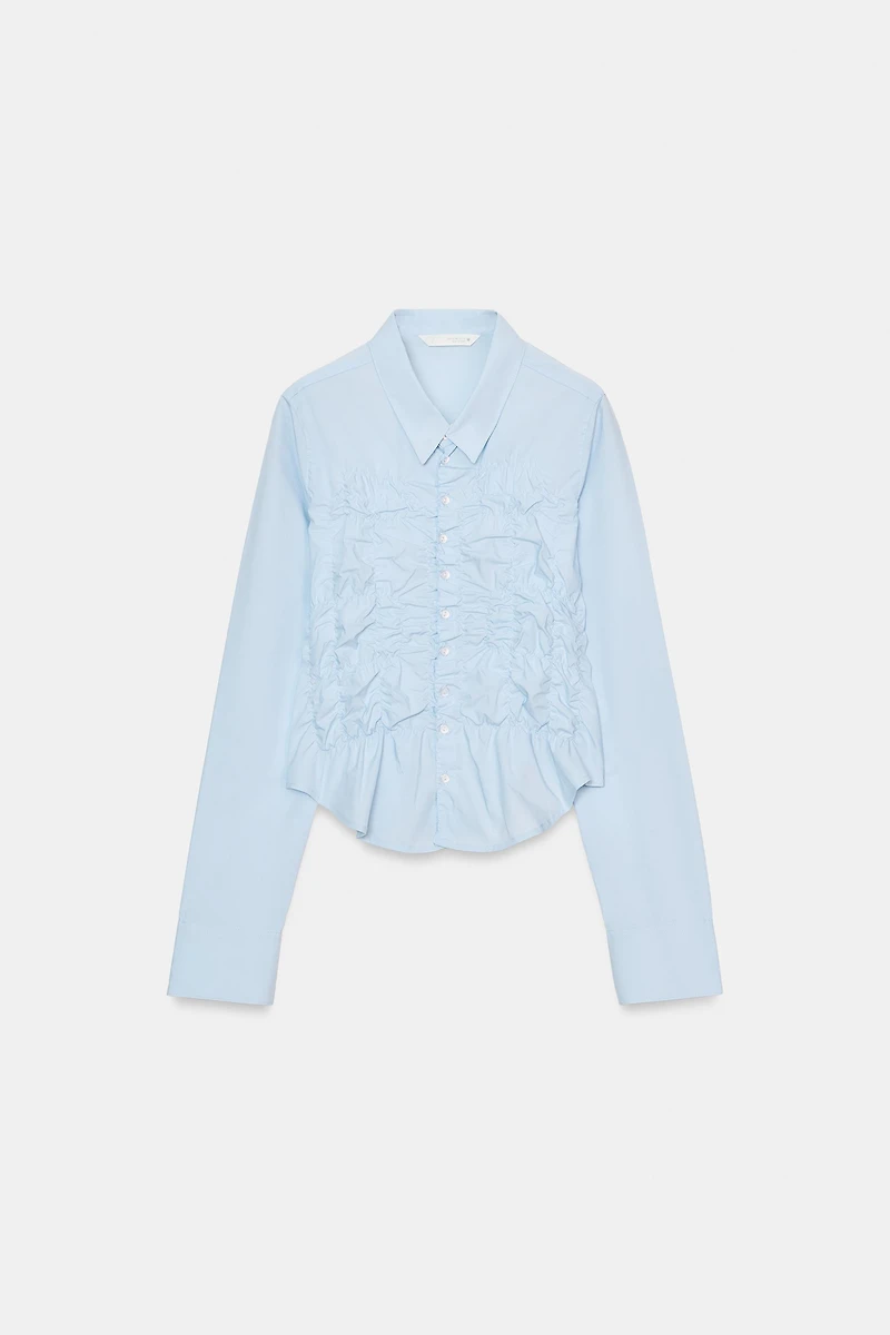 CHEMISE EN POPELINE À PLIS ÉLASTIQUES