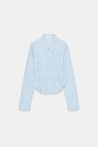 CHEMISE EN POPELINE À PLIS ÉLASTIQUES