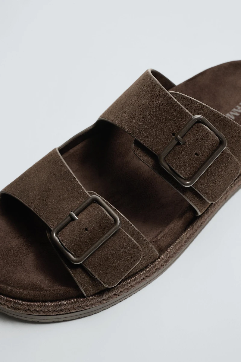 DOUBLE STRAP LEATHER SANDALS