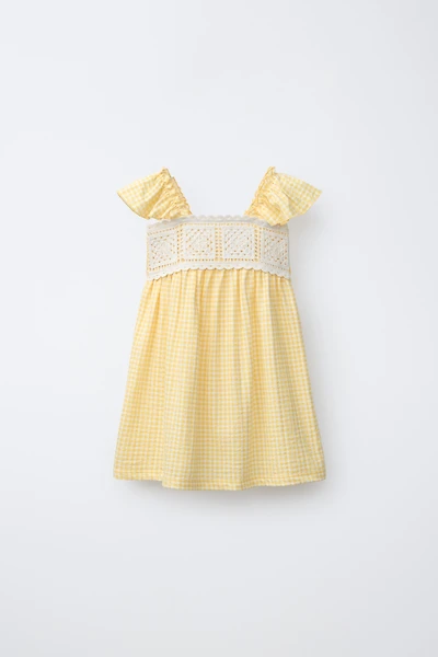 ROBE À CARREAUX VICHY ET CROCHET