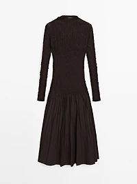 Long pleated stretch dress