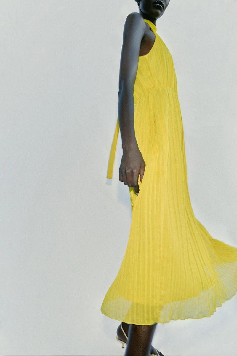 PLEATED MIDI DRESS