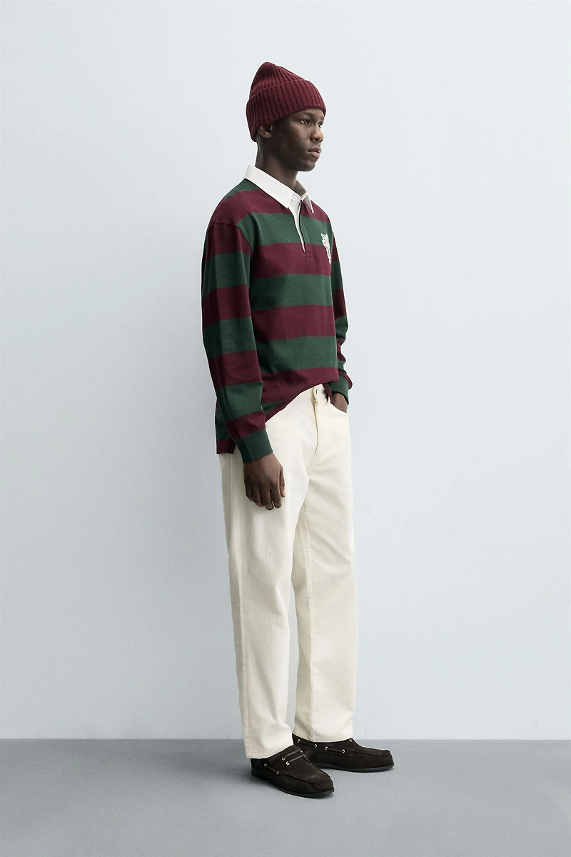 STRIPED PATCH POLO SHIRT