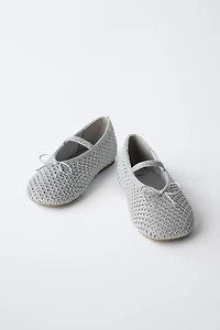 METALLIC CROCHET BALLET FLATS