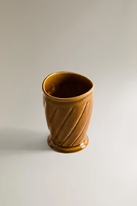 GOBELET BROSSE À DENTS RELIEF MOUTARDE