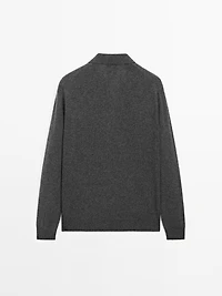 100% cashmere ribbed knit polo shirt