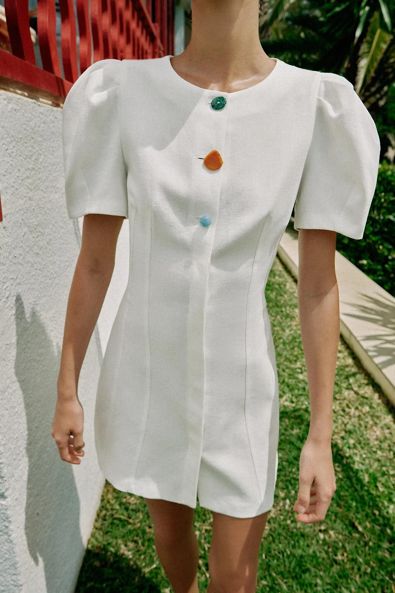 BALLOON SLEEVE SHORT DRESS