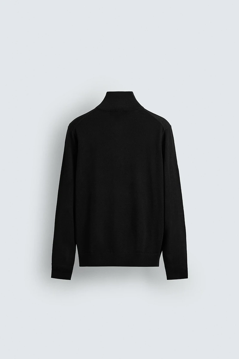 100% WOOL QUARTER-ZIP SWEATER