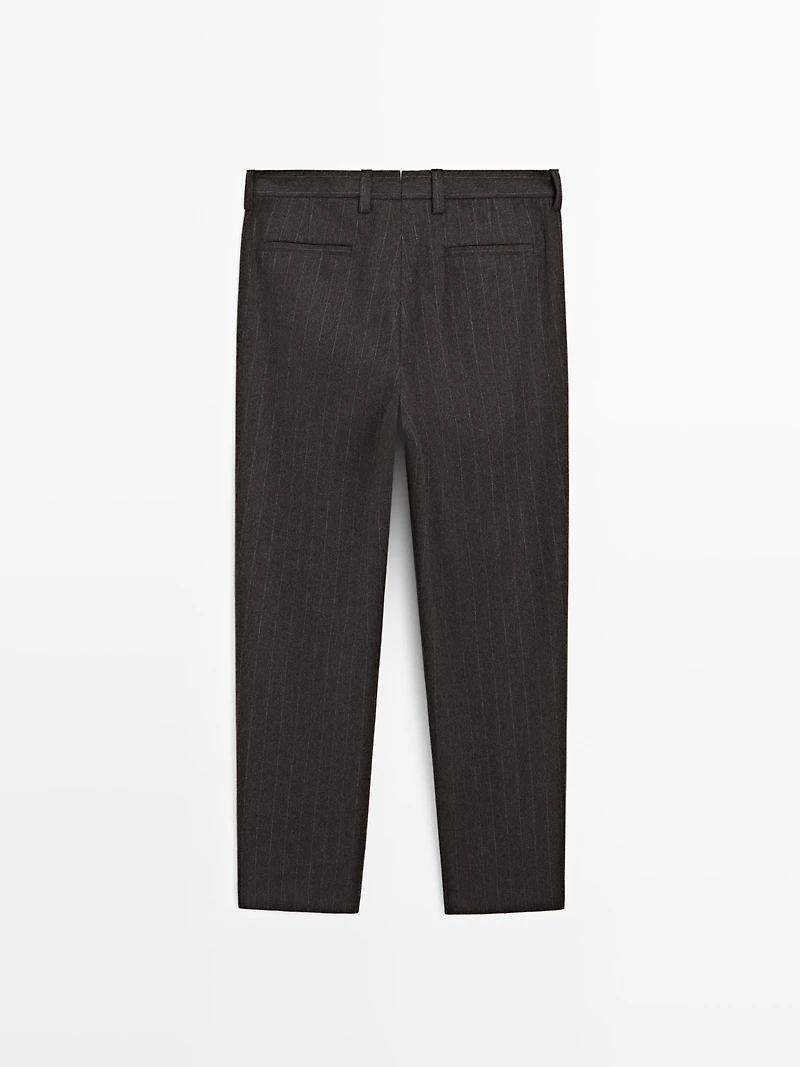Striped wool blend suit trousers