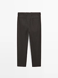 Striped wool blend suit trousers