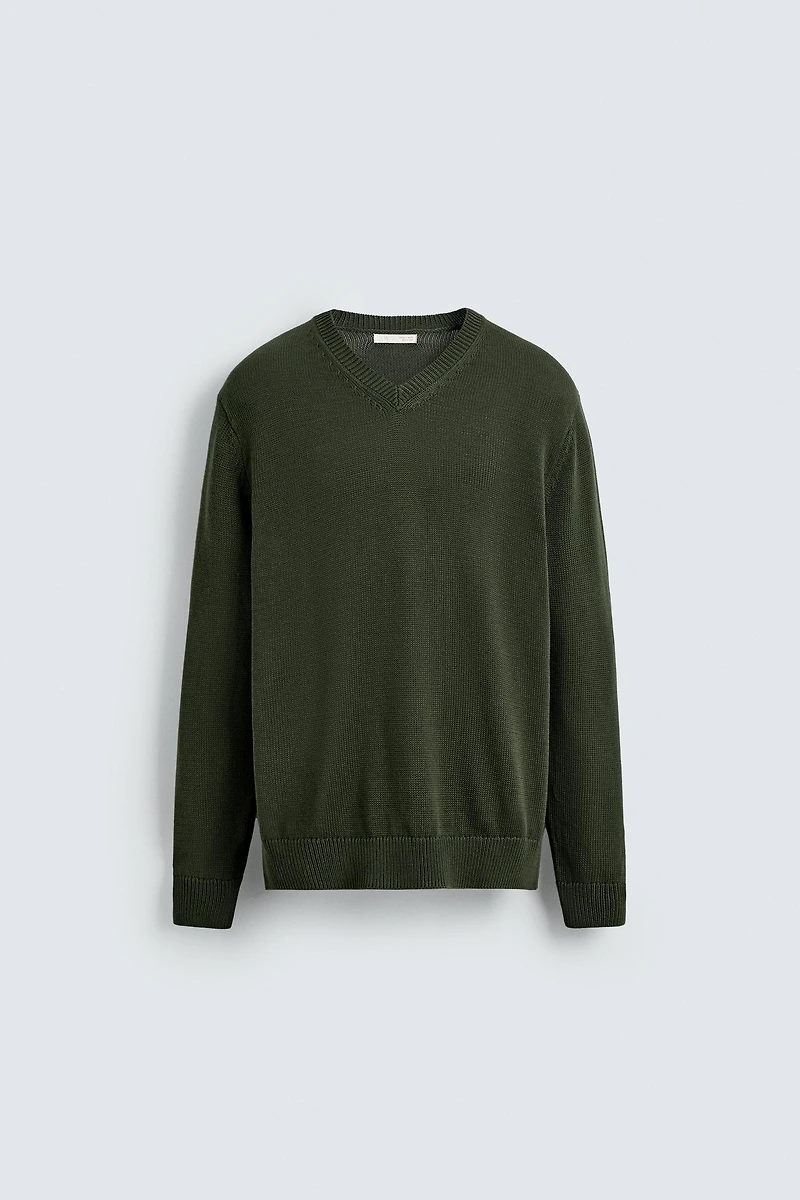 COTTON V-NECK SWEATER