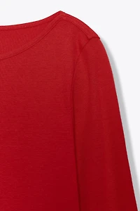 COTTON BOAT NECK T-SHIRT