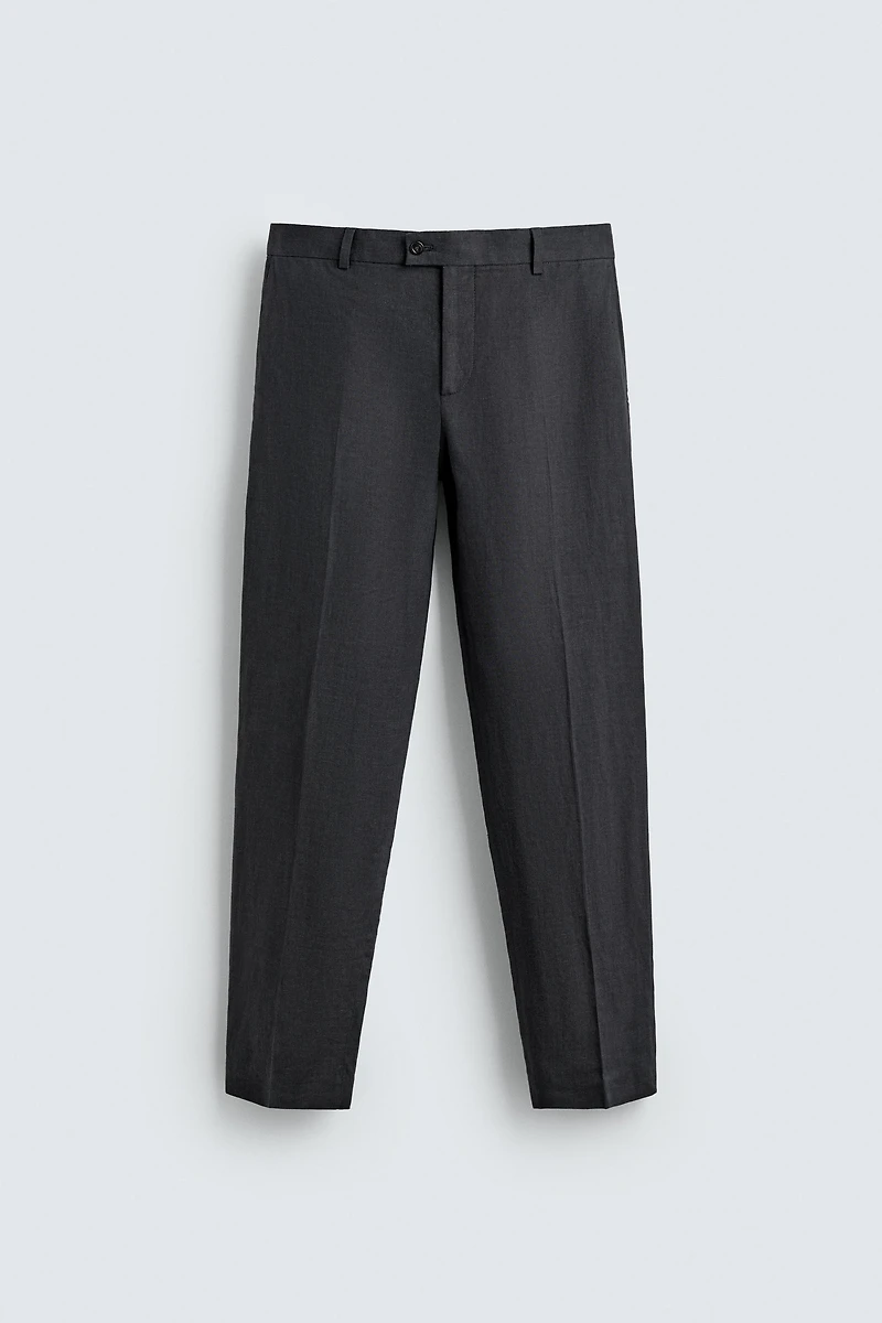 100% LINEN REGULAR FIT SUIT PANTS
