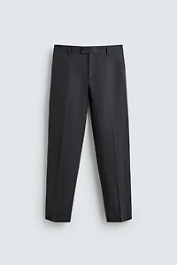 100% LINEN REGULAR FIT SUIT PANTS