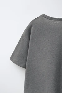 T-SHIRT UNI EN LIN ET COTON