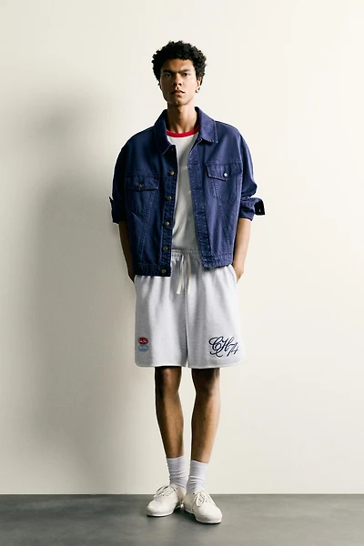 EMBROIDERED PATCH JOGGER SHORTS