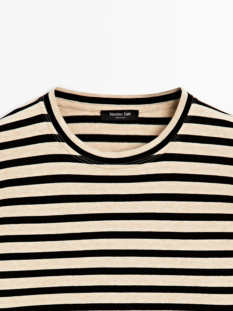 Oversize striped cotton blend T-shirt