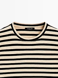 Oversize striped cotton blend T-shirt