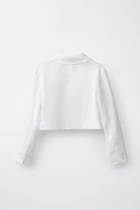 100% LINEN CROPPED BLAZER