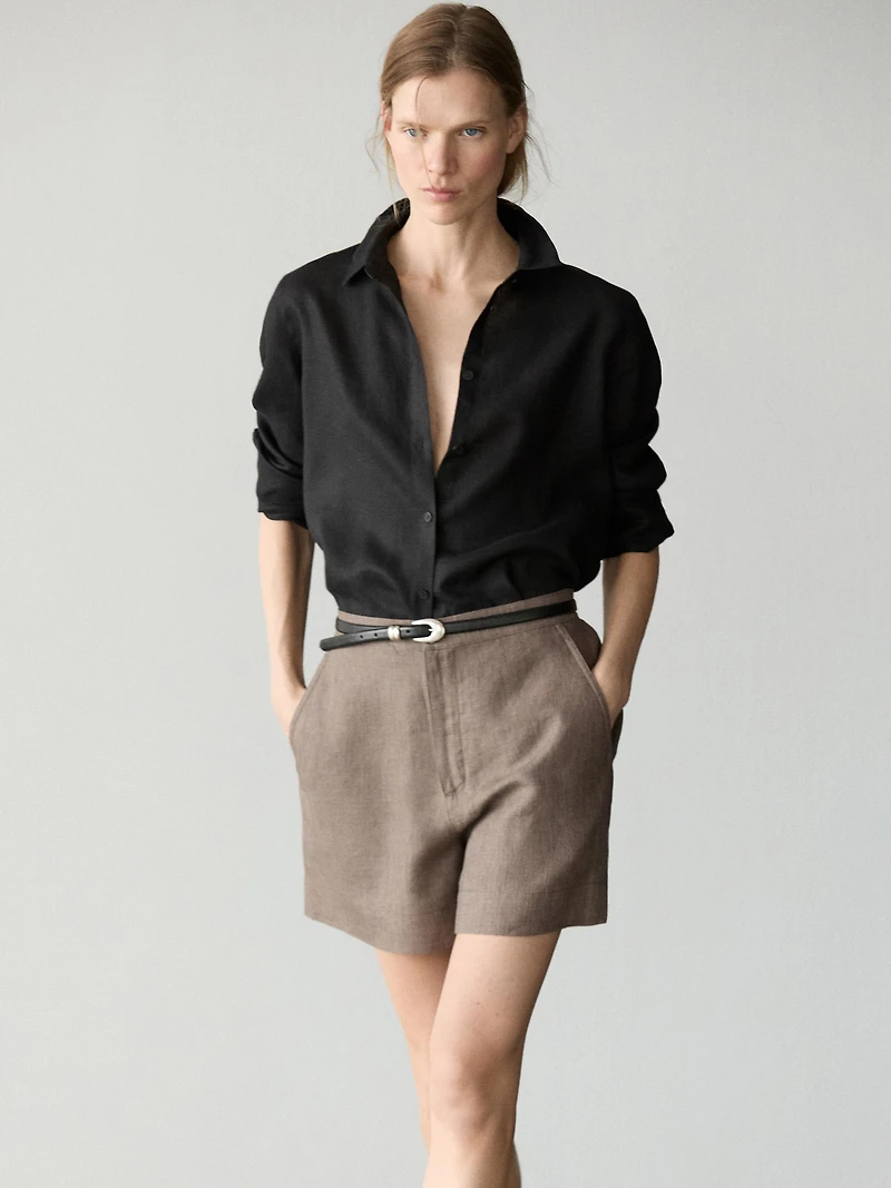 Short linen Bermuda shorts