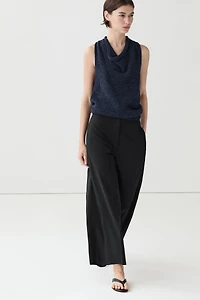 Wide-leg cropped stretch wool trousers