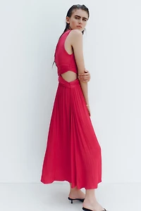 SATIN EFFECT CUT OUT MIDI DRESS