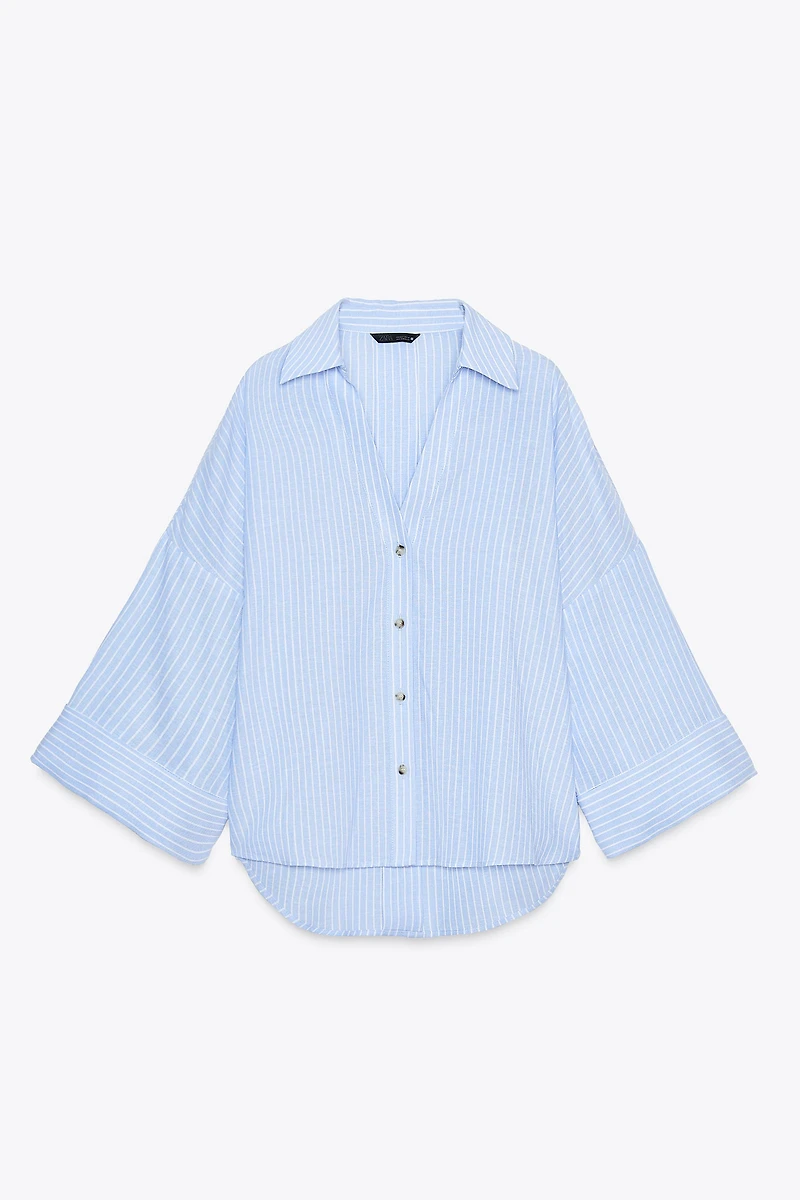 CHEMISE MANCHES LARGES AVEC LIN