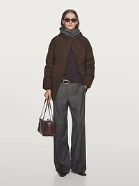 Water-repellent hooded puffer jacket