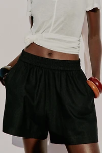 LINEN SHORTS WITH ELASTIC WAIST