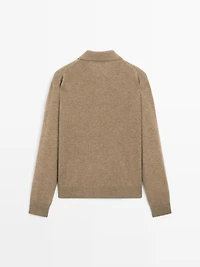 Knit polo sweater with pocket