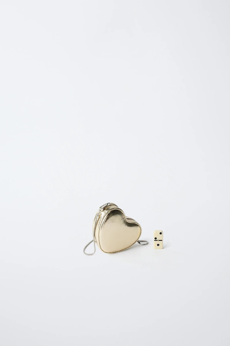 METALLIC HEART CROSSBODY BAG