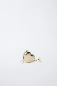 METALLIC HEART CROSSBODY BAG
