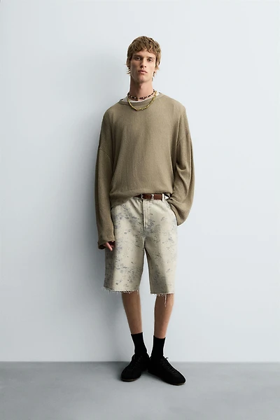 ABSTRACT PRINT CARPENTER POCKET BERMUDA SHORTS