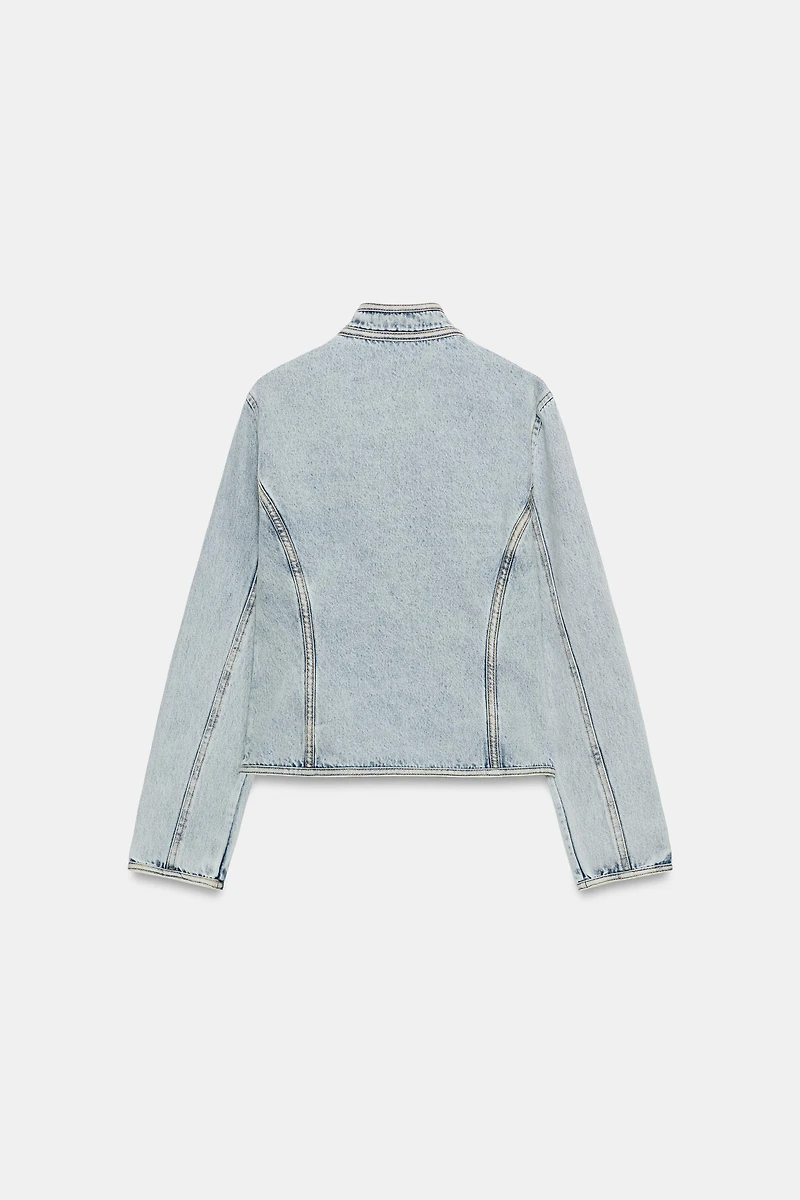 ZW COLLECTION FITTED BUTTON DENIM JACKET