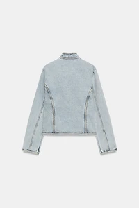 ZW COLLECTION FITTED BUTTON DENIM JACKET