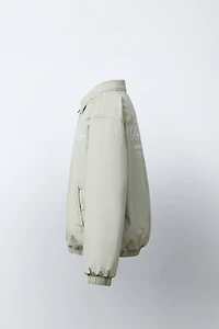 EMBROIDERED TEXT BOMBER JACKET
