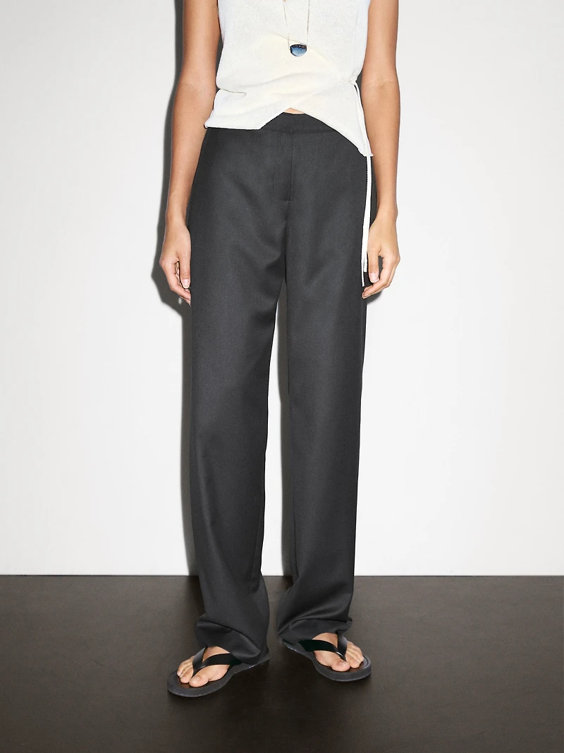 Flowing low-rise straight-leg trousers