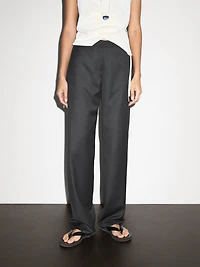 Flowing low-rise straight-leg trousers