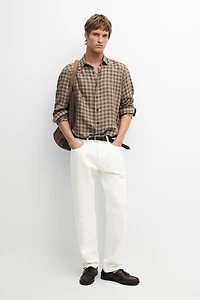 100% linen regular fit check shirt