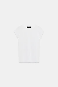 SHORT SLEEVE RIB KNIT TOP