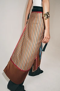 STRIPED PRINT PAREO SCARF