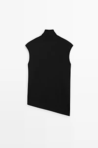Asymmetric hem turtleneck top