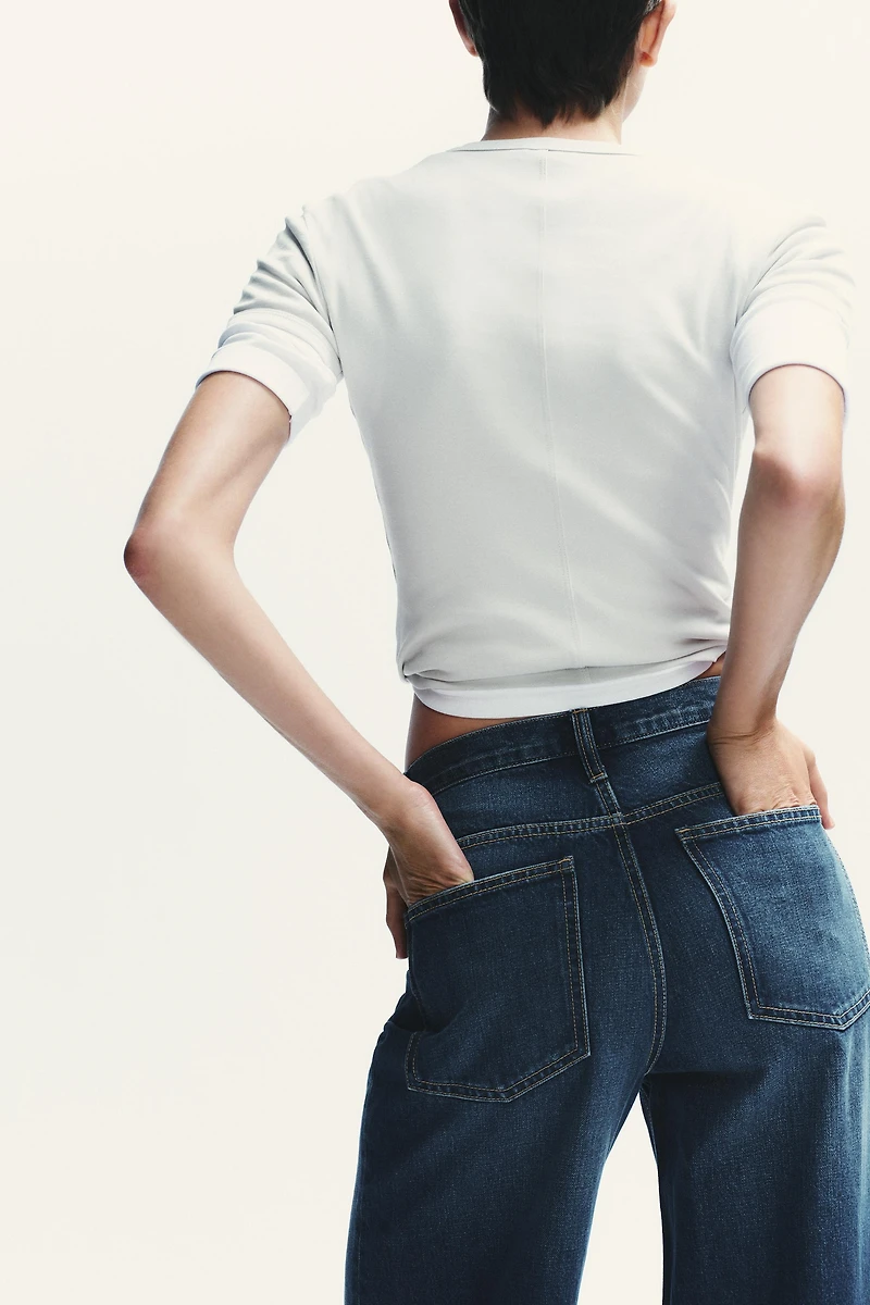 TRF HIGH WAIST CROSSOVER WIDE LEG JEANS